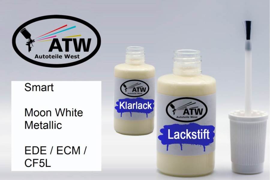 Smart, Moon White Metallic, EDE / ECM / CF5L: 20ml Lackstift + 20ml Klarlack - Set, von ATW Autoteile West.
